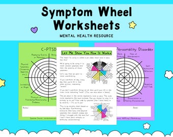 Symptom Wheels | Agoraphobia | Complex Post-Traumatic Stress | Chronic Pain | ADHD | Depression | Printables | Worksheets