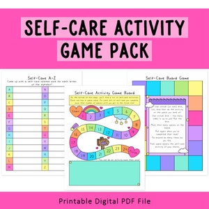 Self-Care Game Activity Pack | Word Search | Printable | Self-Help