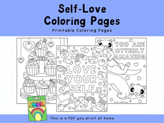 Self-Love Coloring Pages: Hand-Drawn Printable Designs (PDF)