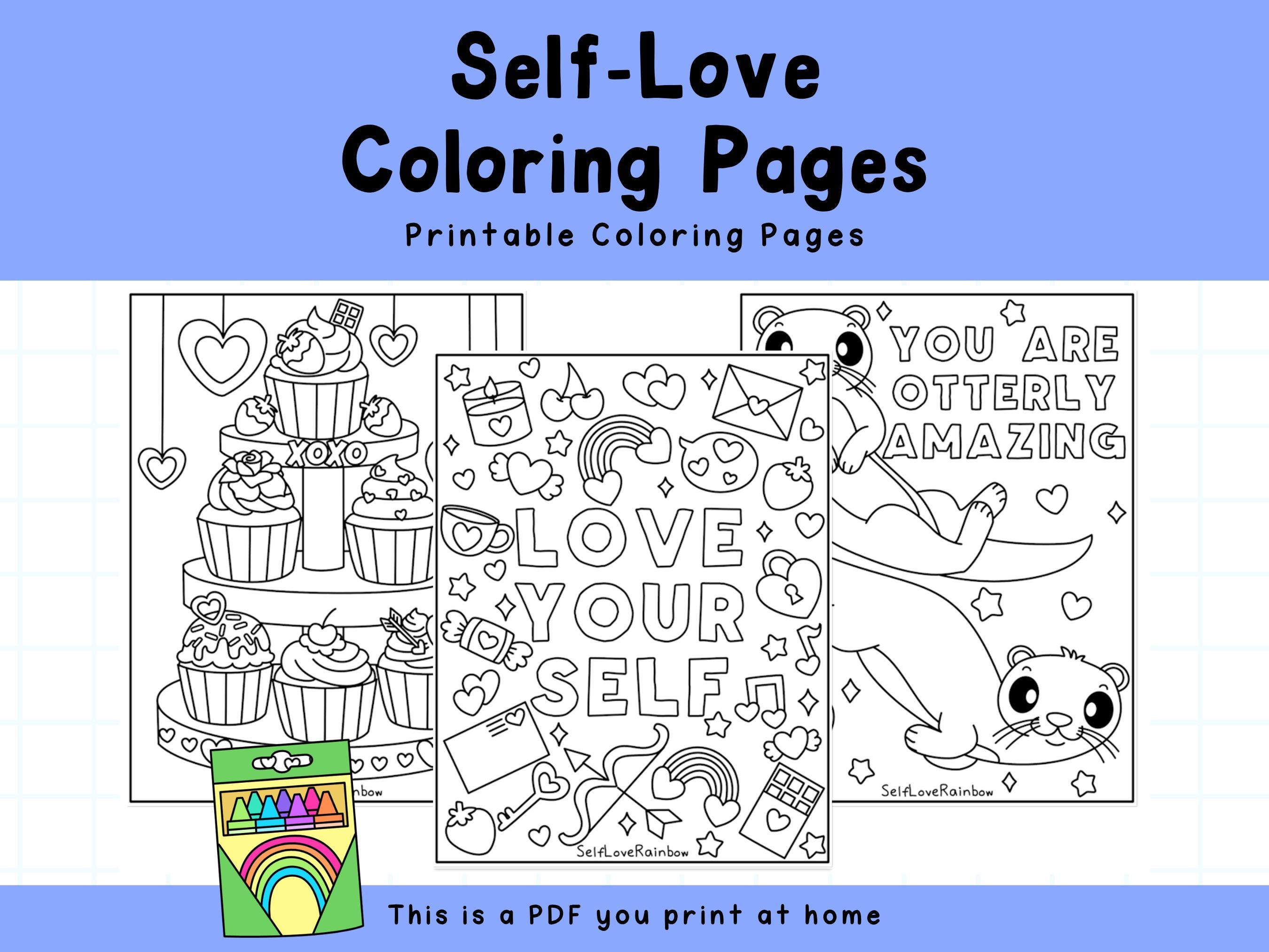 Self-love Coloring Pages: Hand-drawn Printable Designs (PDF) - Etsy