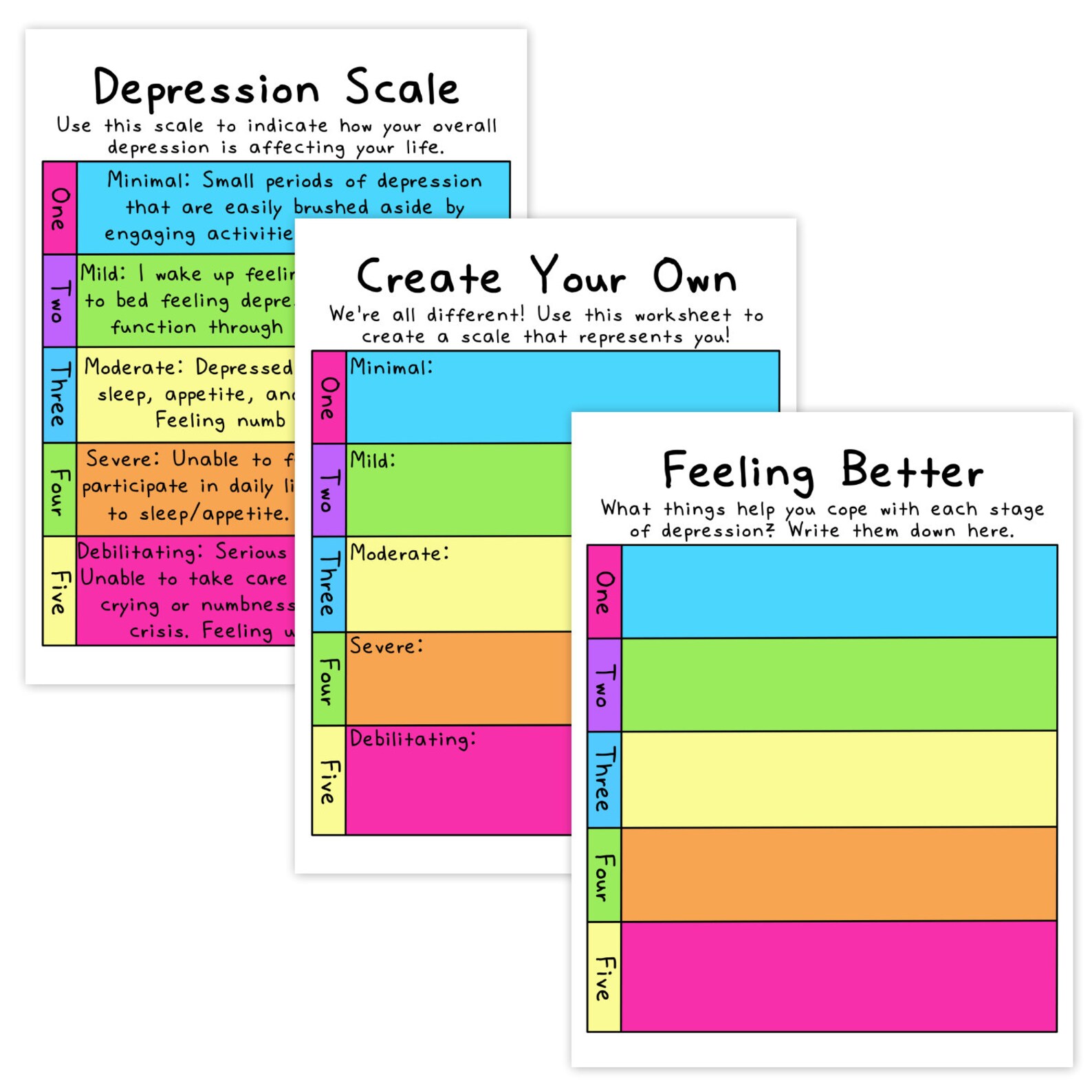 Depression Scale Depression Tools Worksheets Selfhelp Etsy Australia