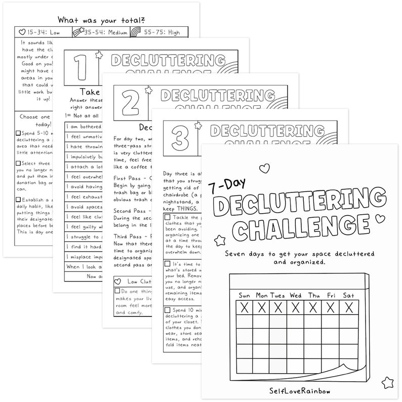 Extreme Declutter Challenge Worksheet.pdf 7-day Decluttering Challenge: Home Cleaning Checklist (PDF) - Etsy