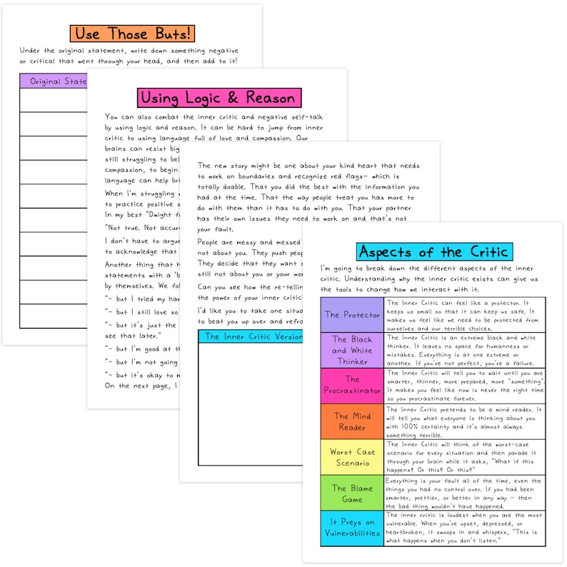 Self-Talk & Your Inner Voice Self-Worth Inner Critic Mental Health Workbook Mental Wellness image 3