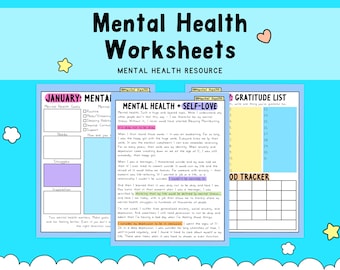 Mental Health Worksheets: Self-Care & Mood Tracker (Digital Download)