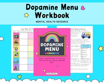 Dopamine Menu Workbook - ADHD Planner - Neurodivergent Self Care  (Digital Download (PDF Workbook)