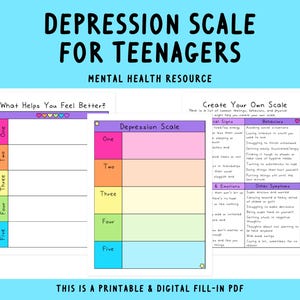 Depression Scale for Teens | Teen Mental Health | School | Journaling for Students | High School Mental Health | Teenager Mental Health