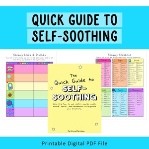 The Quick Guide to Self-Soothing| DBT Skills | Coping Skills | Teen Therapy | AuDHD | Neurodivergent | Autism Worksheets