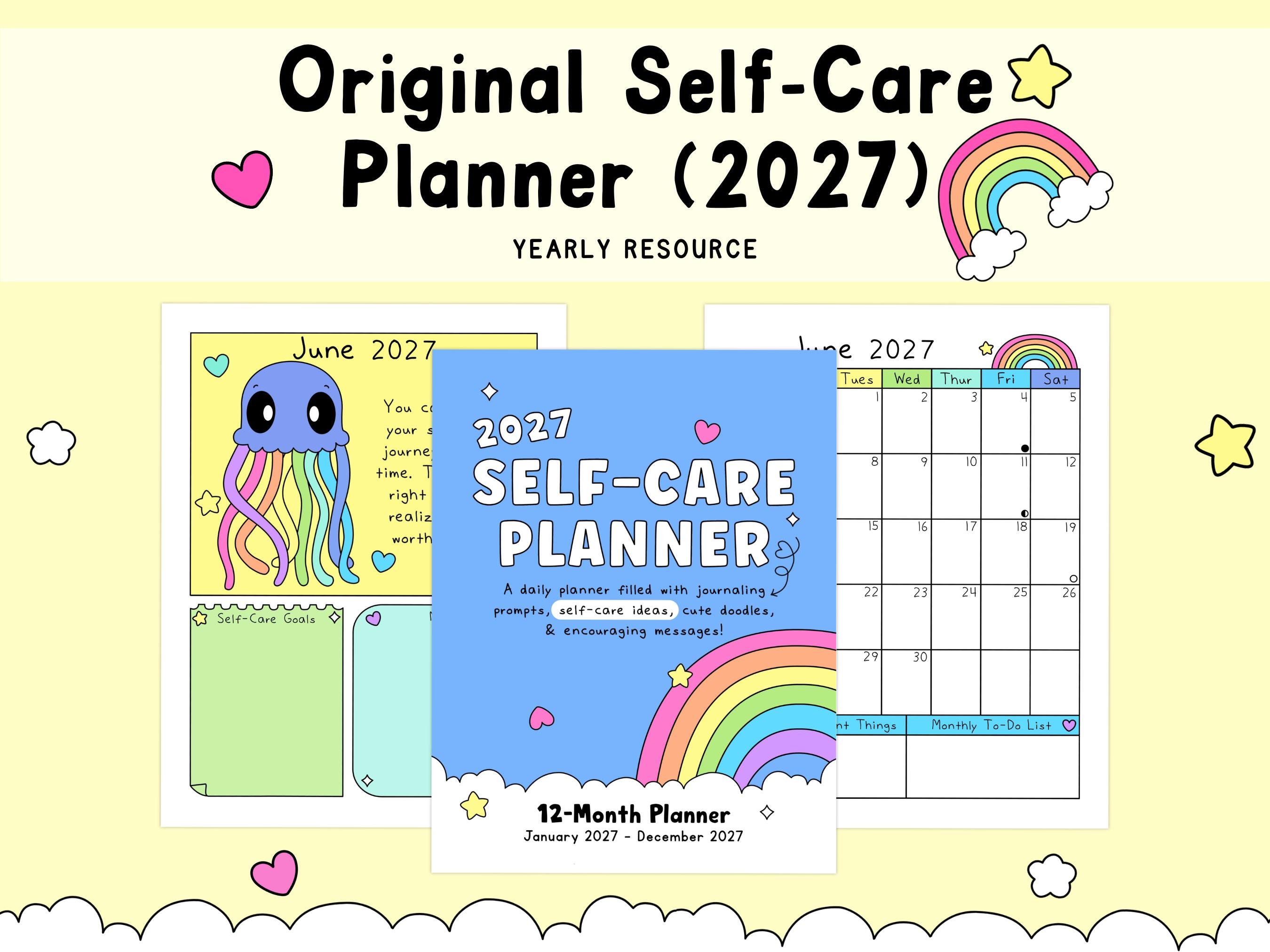 2027 Self-Care Planner PDF, Printable Wellness Journal with Weekly Prompts & Goal Pages
