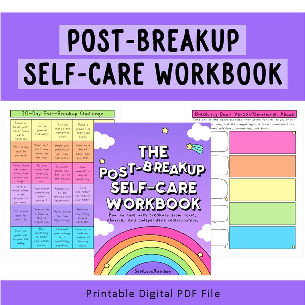 Post-Breakup Self-Care Workbook | Heartbreak | Healing | Relationships | Codependence | Self-Help | Trauma Processing | Narcissistic