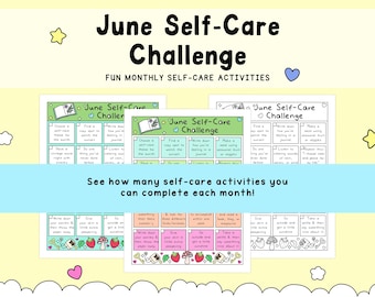 June Self-Care Challenge, Self-Love Tracker, Monthly Reset Printable, Self Love Activity