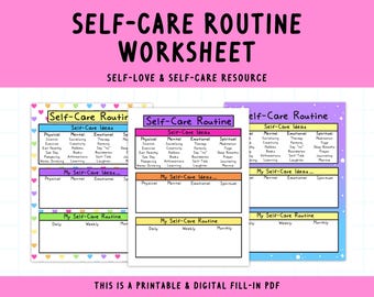 Self-Care Routine Worksheet | Printable | Self-Love | Love Yourself
