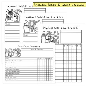 Self-Care Checklists Selfcare Journal Tracker Wellness Wellbeing Mindfulness Mental Health Digital Printable image 8