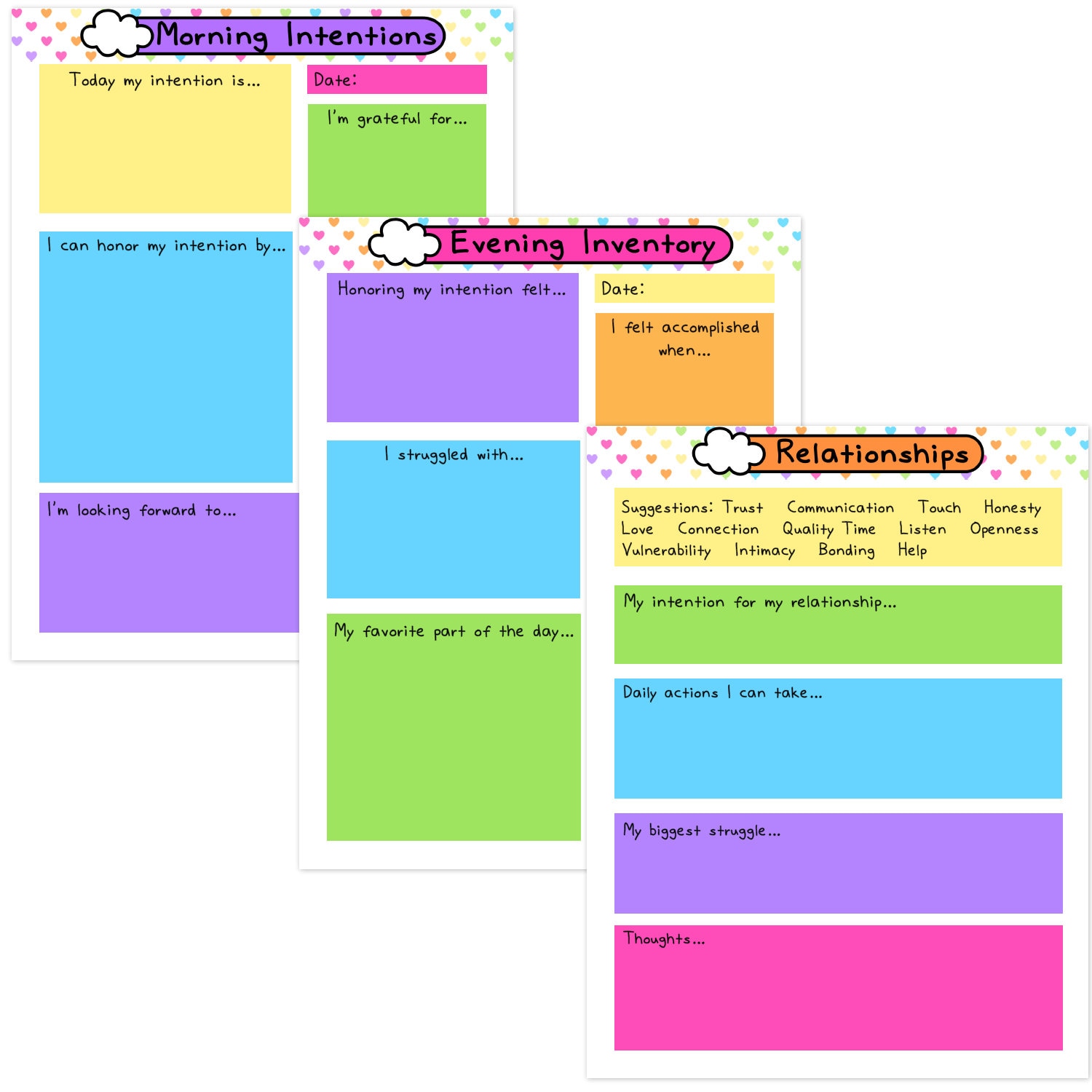 Setting Daily Intentions Worksheets.pdf Daily Intentions Workbook | Manifestation | Goal Setting Workbook ...