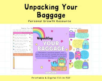 Unpacking Your Baggage: Self-Discovery Guide | Letting Go | Emotional Self-Care Journal (PDF Download)