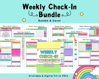 Weekly Check-In Pages: Mental Health Tracker Bundle (Digital Fill-In PDF)