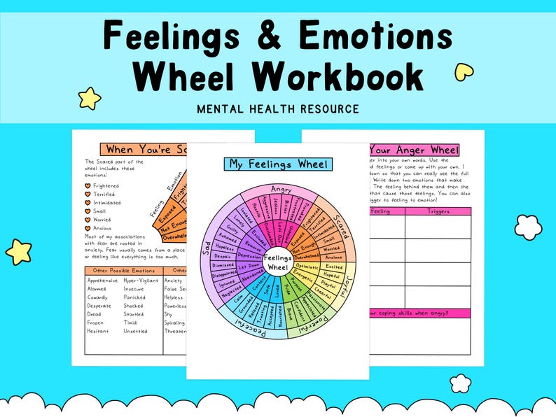 Feelings Wheel | Emotion Wheels | Mental Health Worksheet | Emotional Intelligence | Wellness | Psychology Tools | Therapy Resource image 1