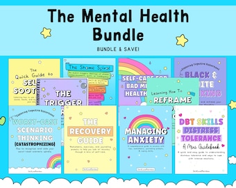 Mental Health Worksheet Bundle: Anxiety, Depression, Therapy Tools (Digital Download)