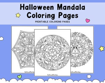 Halloween Mandala Coloring Pages, Printable PDF With Spooky Designs