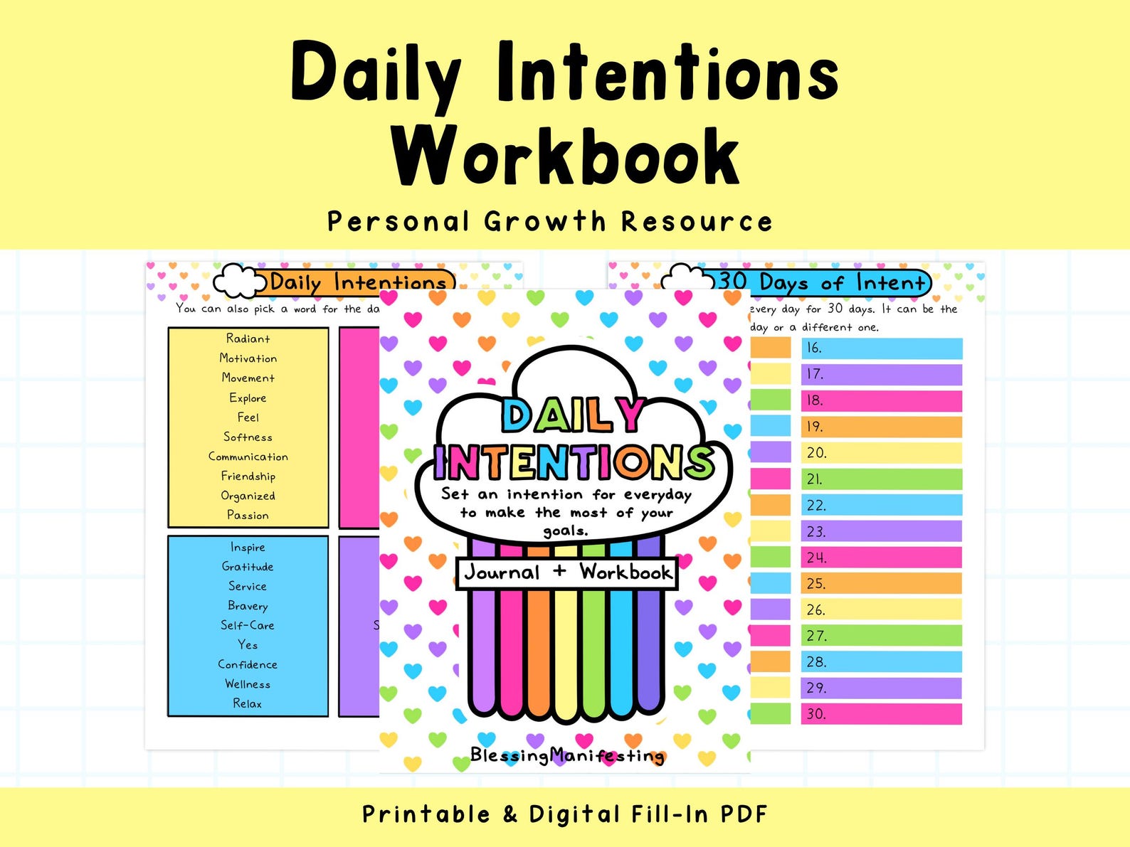 Daily Intentions Worksheet.pdf Daily Intentions Workbook | Manifestation | Goal Setting Workbook ...