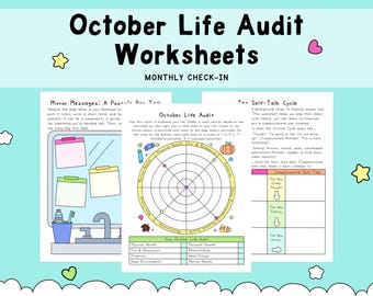 October Life Audit Workbook, Self Compassion Worksheets Inner Critic Journal Pages