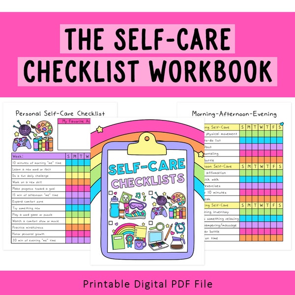 Self-Care Checklists | Selfcare Journal | Tracker | Wellness | Wellbeing | Mindfulness | Mental Health| Digital Printable