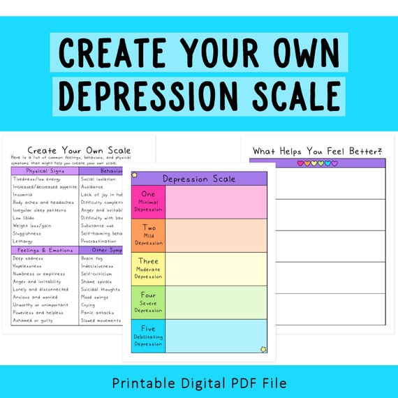 Depression Scale Depression Tools Worksheets Self-help Mental Health Scale  Therapy Resources Mood Scale 