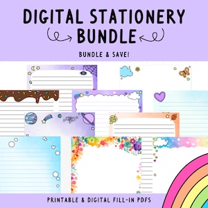 Pacote de páginas fofas de registro no diário | Artigos de papelaria para impressão | Diário Kawaii | Jornal Lixo | Álbum de recortes | Papel Pen Pal | Trabalhos manuais