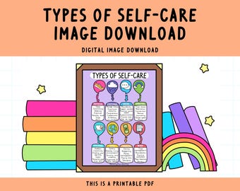 Self-Care Art Print: Inspiring Colorful Poster (Digital Download)