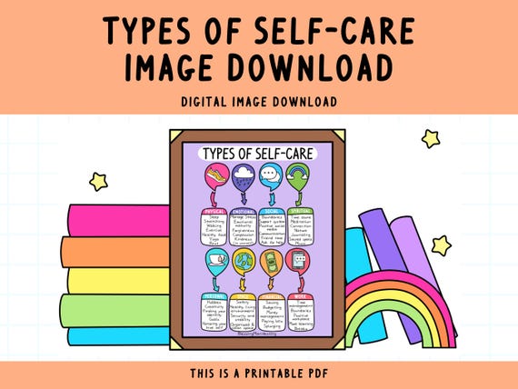 Self-Care Art Print: Inspiring Colorful Poster (Digital Download)