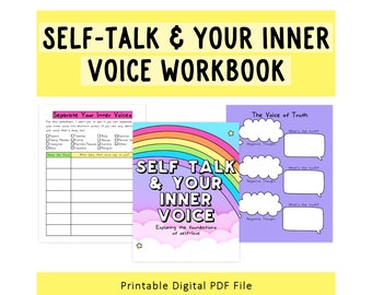 Self-Talk & Your Inner Voice | Self-Worth | Inner Critic | Mental Health Workbook | Mental Wellness