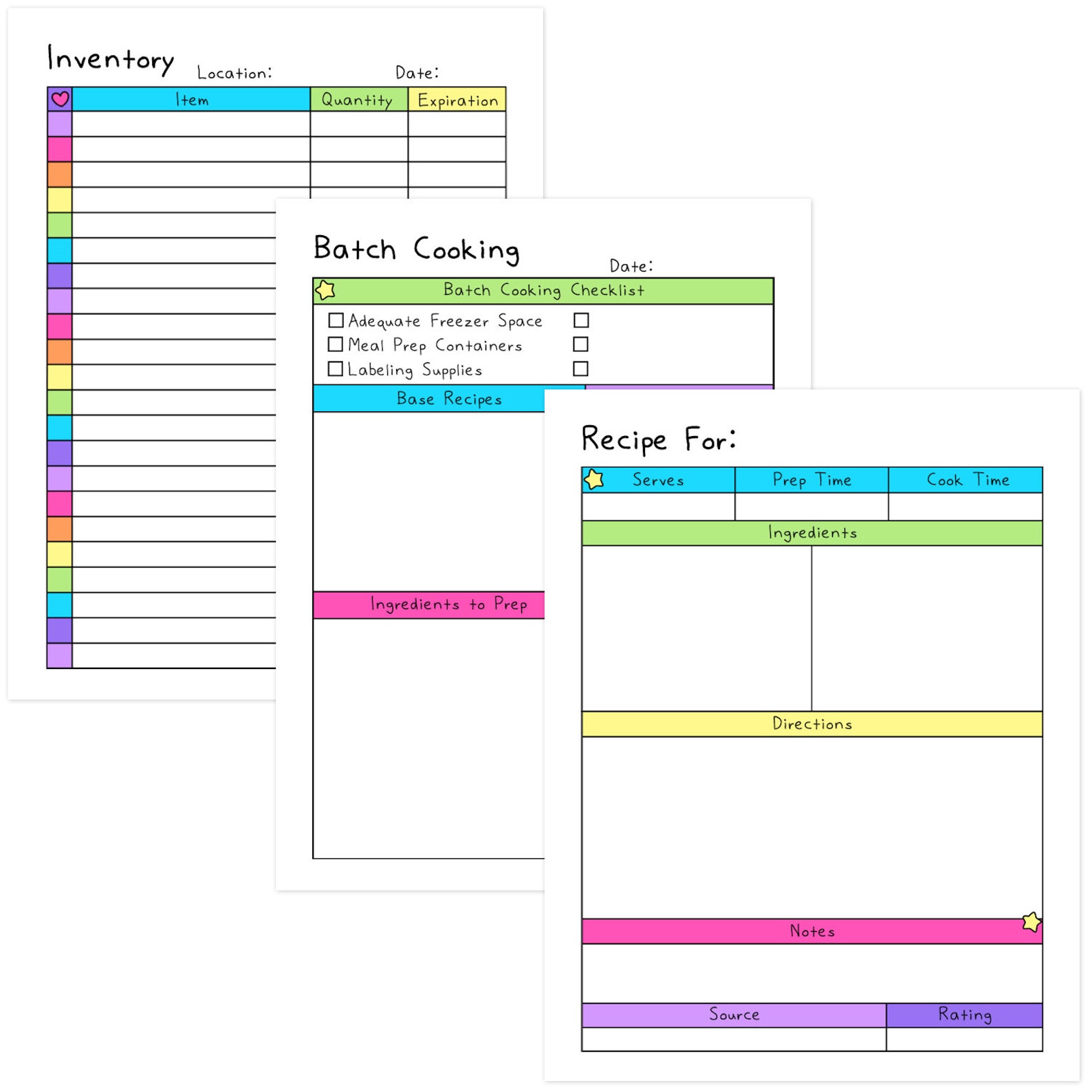 Meal Planner & Prep Worksheets | Meal Plan | Food Log | Menu Planning ...
