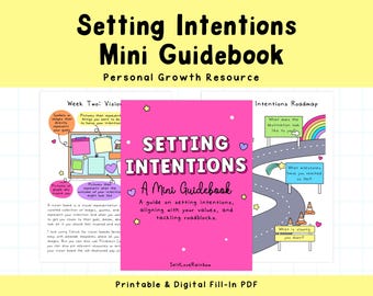 Setting Intentions Guidebook | Printable | Affirmations | Goal Setting | Vision Board | Self-Love Rainbow | Mindset Reframing