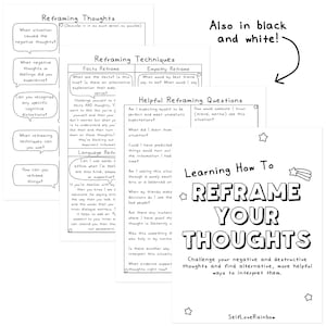 How To Reframe Your Thoughts Emotional Wellness Change Negative Beliefs Self-Talk Therapy Tool Mental Health Counseling Aid image 7