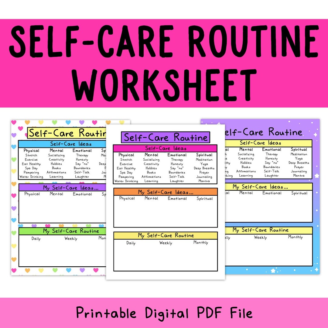 Self-care Routine Worksheet Printable Self-love Love - Etsy