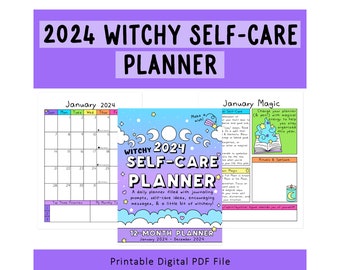 2024 Witchy Self-Care Planner | Pagan Planner | Printable Planner| Witch Planner | Moon Magic | Book of Shadows