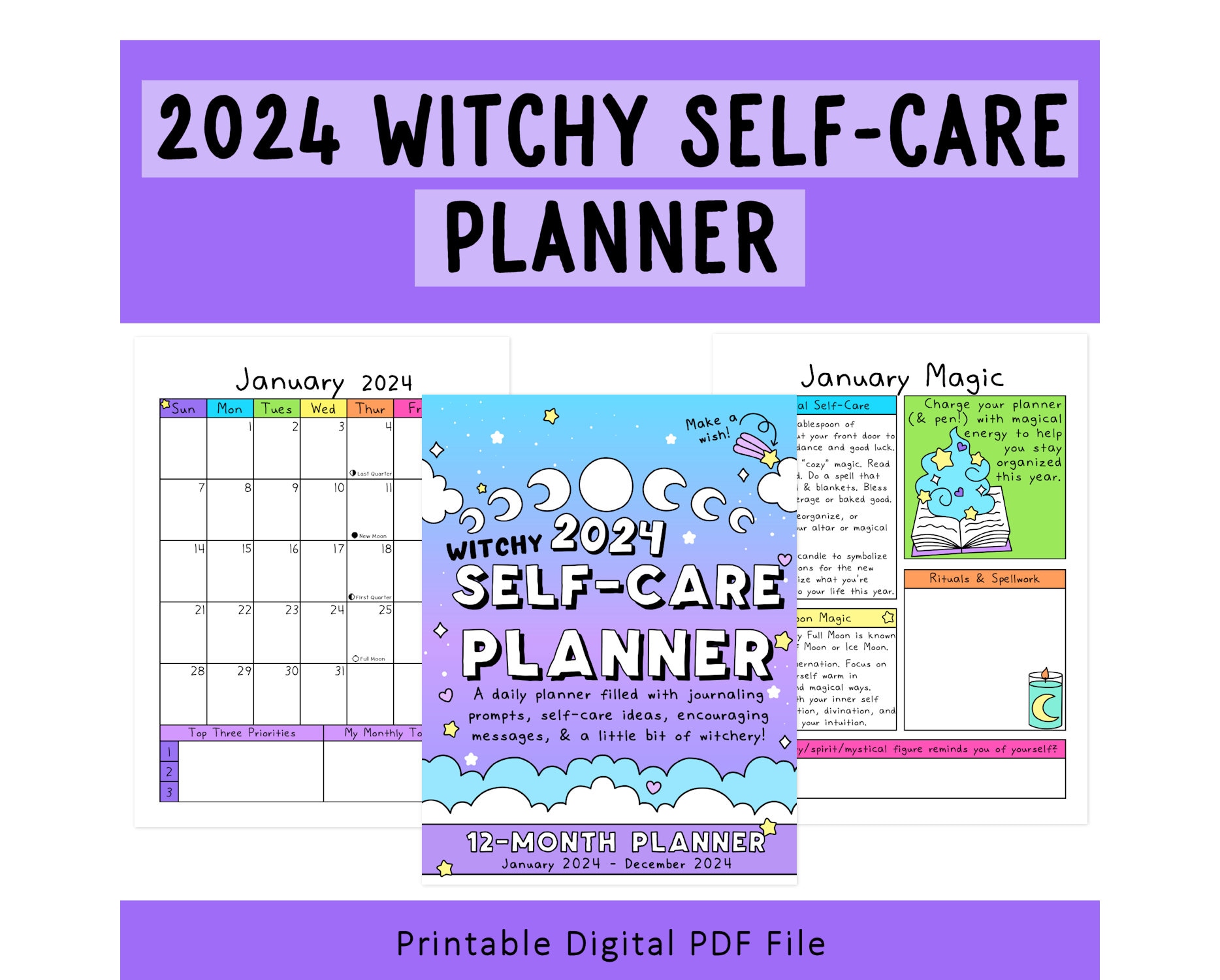Monoblock Modern Witch 2024 A5 Weekly Planner — Latinafy