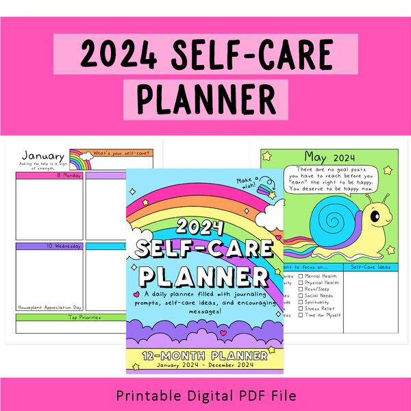 2024 Self-Care Planner | Self-Love Planner | Self-Help | Personal Growth | Bullet Journaling | Inspirational | Motivational | Self-Care Tool