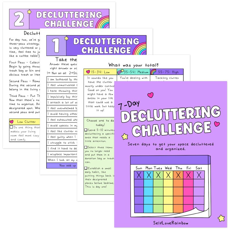Extreme Declutter Challenge Worksheet.pdf 7-day Decluttering Challenge: Home Cleaning Checklist (PDF) - Etsy