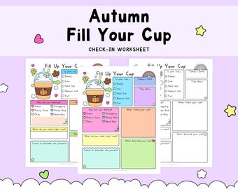 Fall Fill Your Cup Worksheet, Autumn Self-Care Printable, Pumpkin Spice Daily Check-In