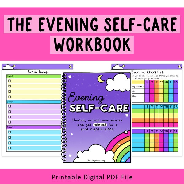 Evening Self-Care | Sleep Tracker | Sleep Worksheets | Nightmare Log | Dream Journal | Sleep Better