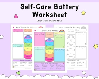 Social Battery Self-Care Worksheet, Printable Energy Check-In and Recharge Tool