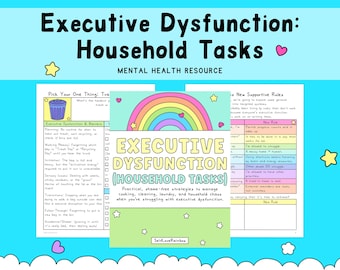 Executive Dysfunction: Household Tasks Workbook | Anxiety | ADHD | Organization | Depression