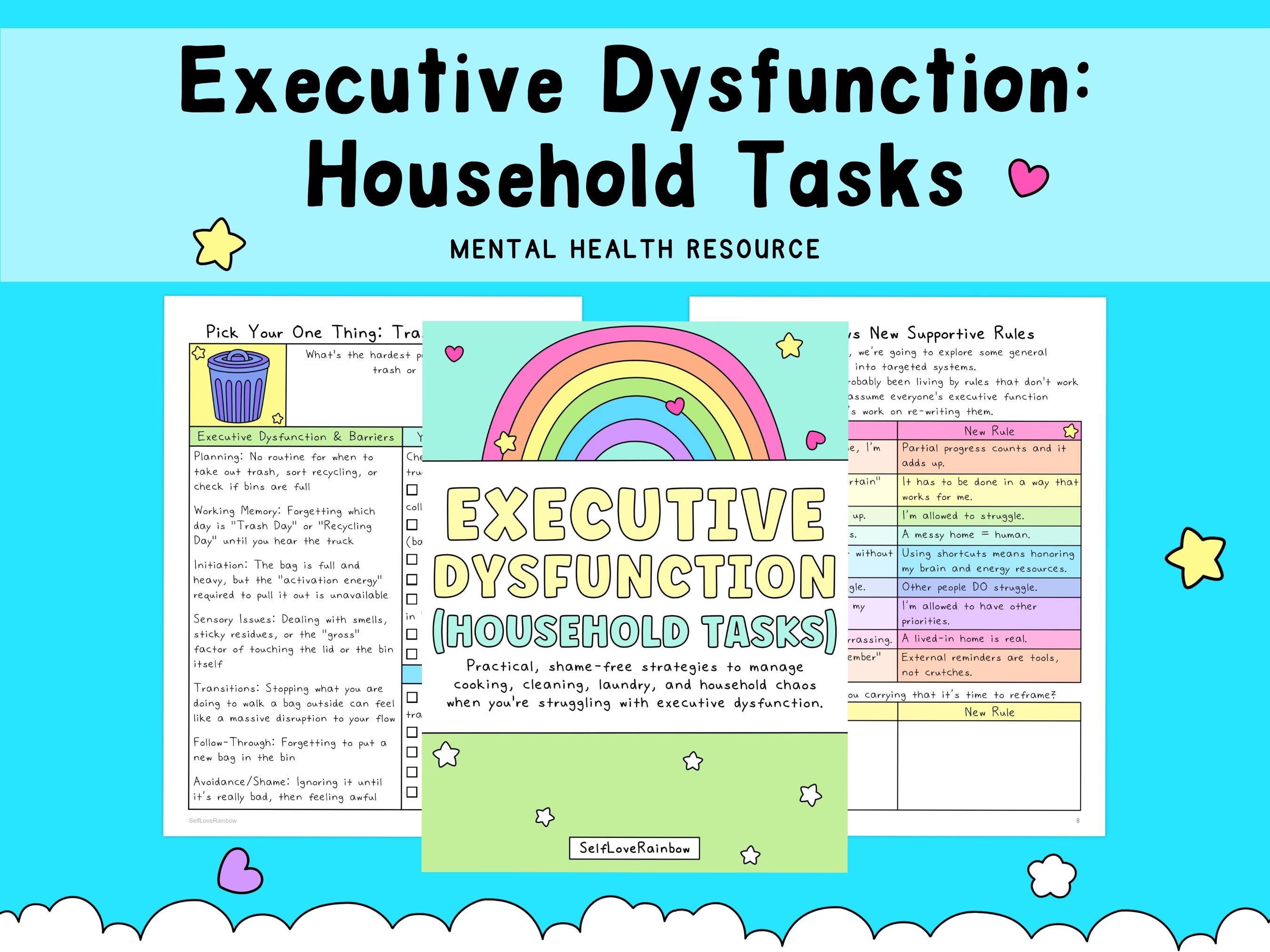 Executive Dysfunction: Household Tasks Workbook | Anxiety | ADHD ...