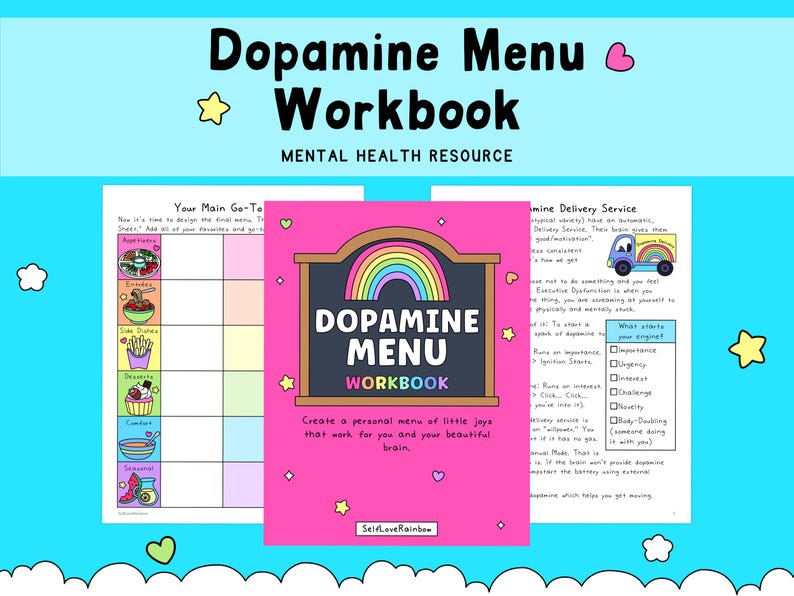 Dopamine Menu Workbook - ADHD Planner - Neurodivergent Self Care (Digital Download (PDF Workbook) image 1