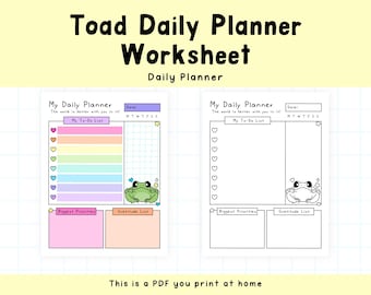 Toad Frog Daily Planner, To-Do List, ADHD Organizer (PDF Download)