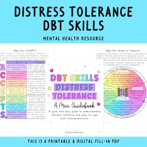 DBT Fähigkeiten: Distress Tolerance | Fenster der Toleranz | Emotionale Regulierung | Dialektisches Verhalten | Therapie Hilfe | Arbeitsblatt zur psychischen Gesundheit |