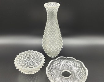 Pièces de rechange françaises vintage pour lustre effet losange en verre taillé - Pièces de rechange pour lustre. Pièces de la colonne centrale.