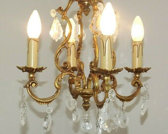 Wonderful Antique Two Light Brass Chandelier, Original Milk Wonderful Antique Two Light Brass Chandelier, Original Milk