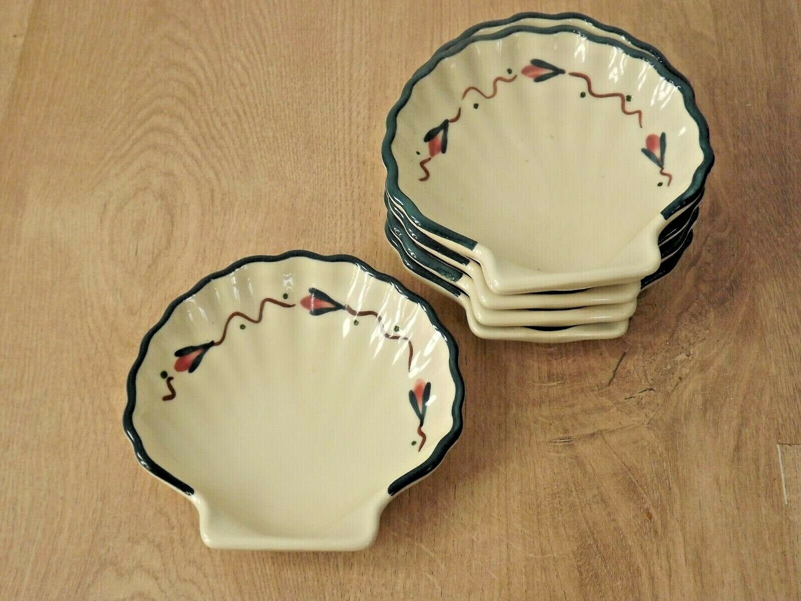 Set de 6 Français Vintage Emile Henry Decorative Coquille St Jaques Plats - Français. Plats. Coquill