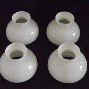 French Vintage Set of 4 White Opaline Glass Lantern-Style Replacement Shades - French Vintage Lighting.  Chandelier/Wall Light/ Lamp Shades